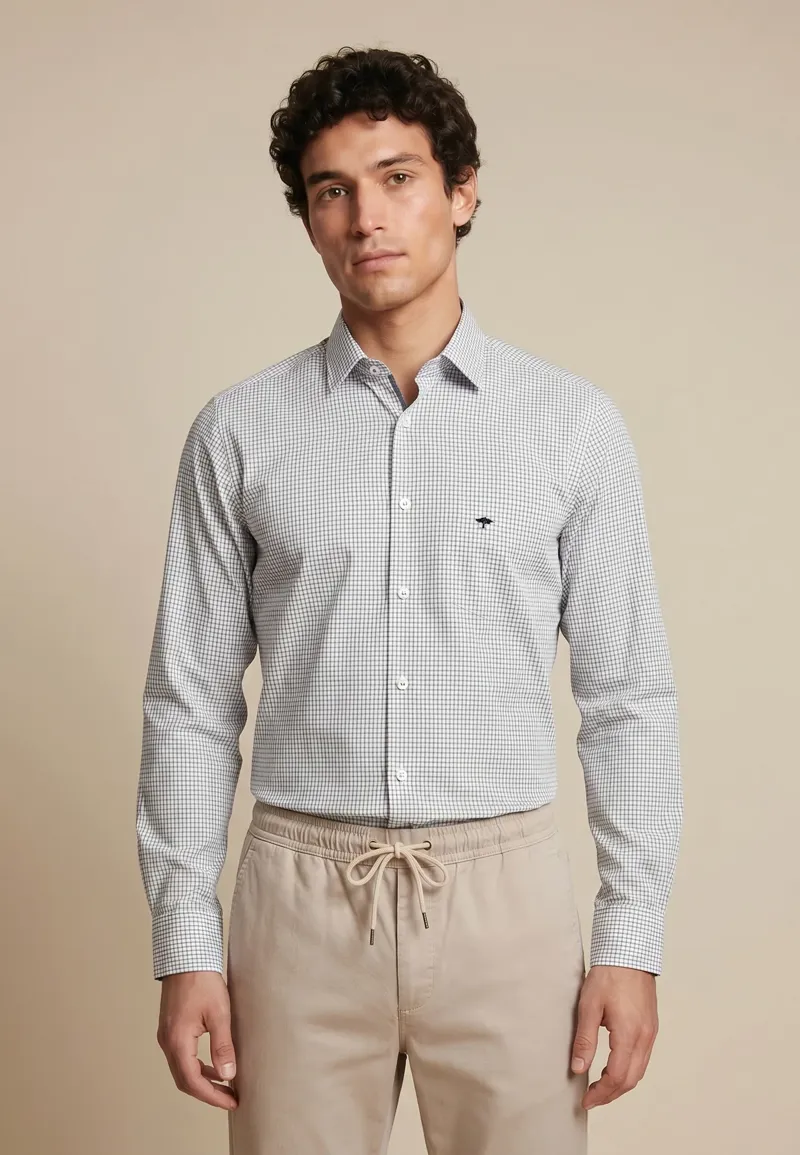 Fynch-Hatton All Season Oxford Shirt Navy Check-2