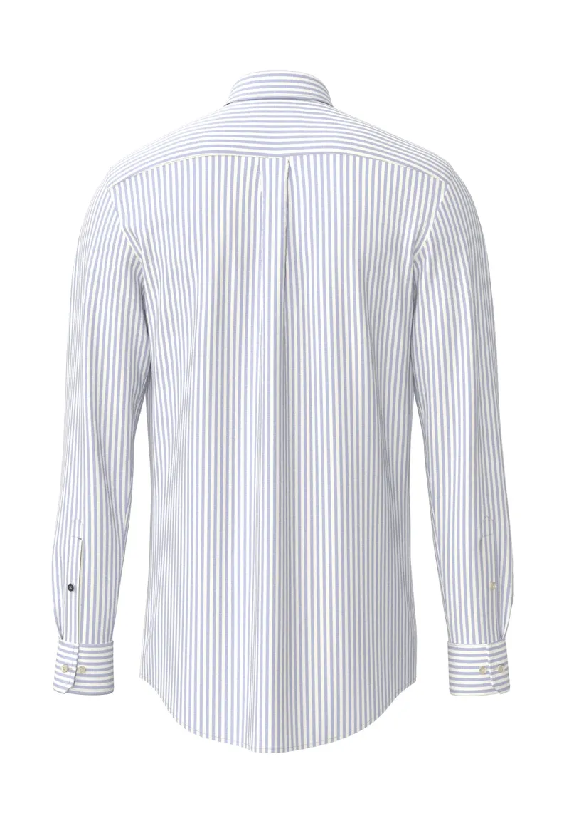 Fynch-Hatton Poplin Stripe Cotton Shirt in Light Blue-1