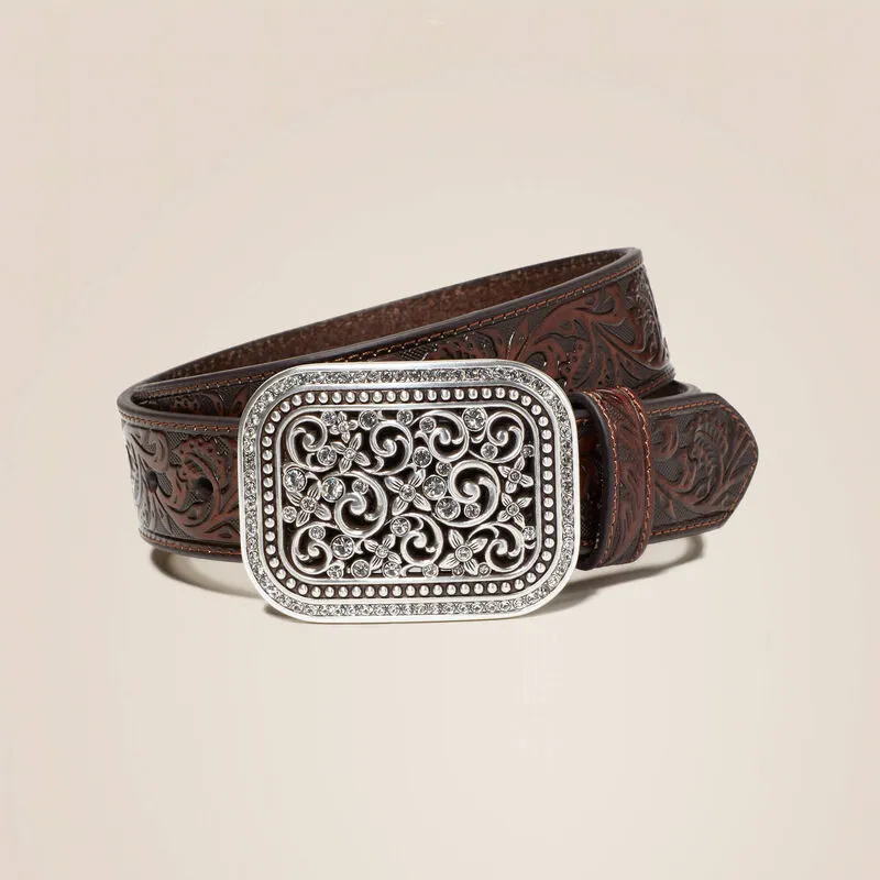 Ariat Jackie Rhinestone Filigree Belt Brown-1