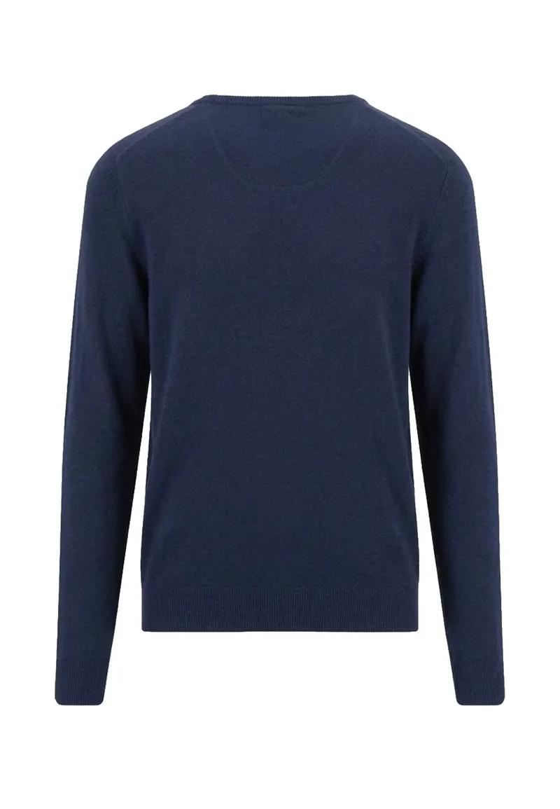 Fynch-Hatton Merino/Cashmere Round Neck Jumper in Ink Blue-1