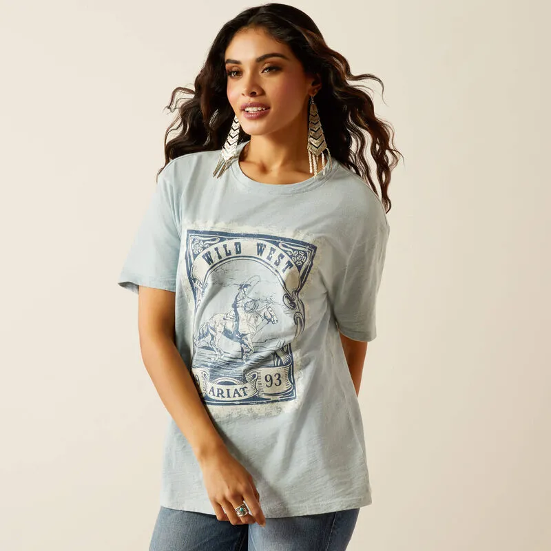 Ariat Wild West Stamp T-Shirt Washed Blue-3