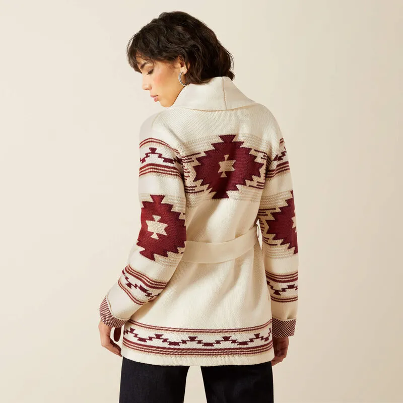 Ariat Westward Wrap Sweater Cream Southwest Print-2