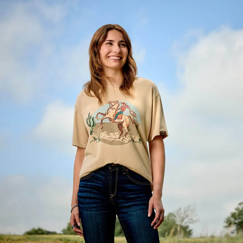 Ariat Ride On T-Shirt Oyster Grey Mineral Wash-4