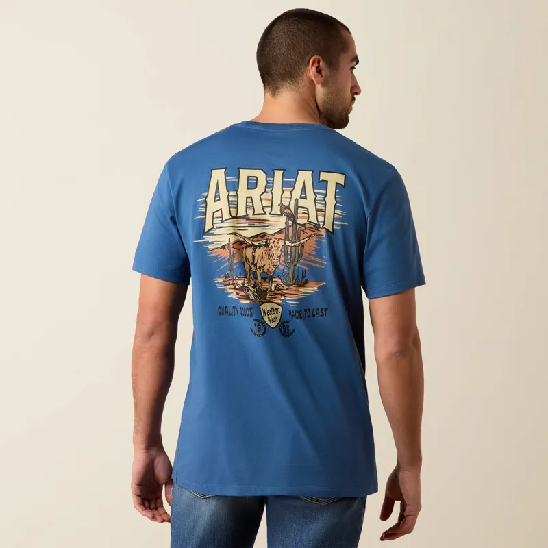 Ariat Lone Longhorn T-Shirt in Grisalle-1