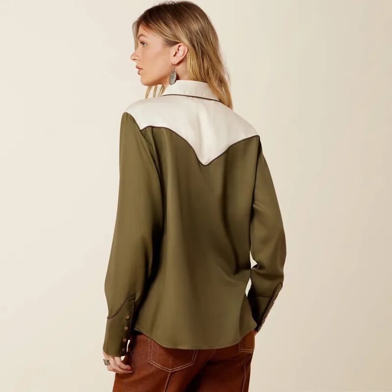 Ariat Bellamy Snap Shirt in Ivy Green/Parchment-1