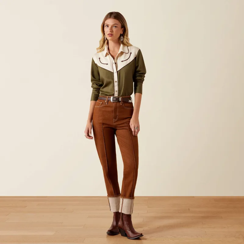 Ariat Bellamy Snap Shirt in Ivy Green/Parchment-2