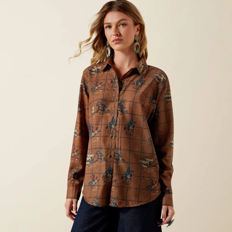 Ariat Homestyle Western Shirt Glen Plaid in Rodeo-2