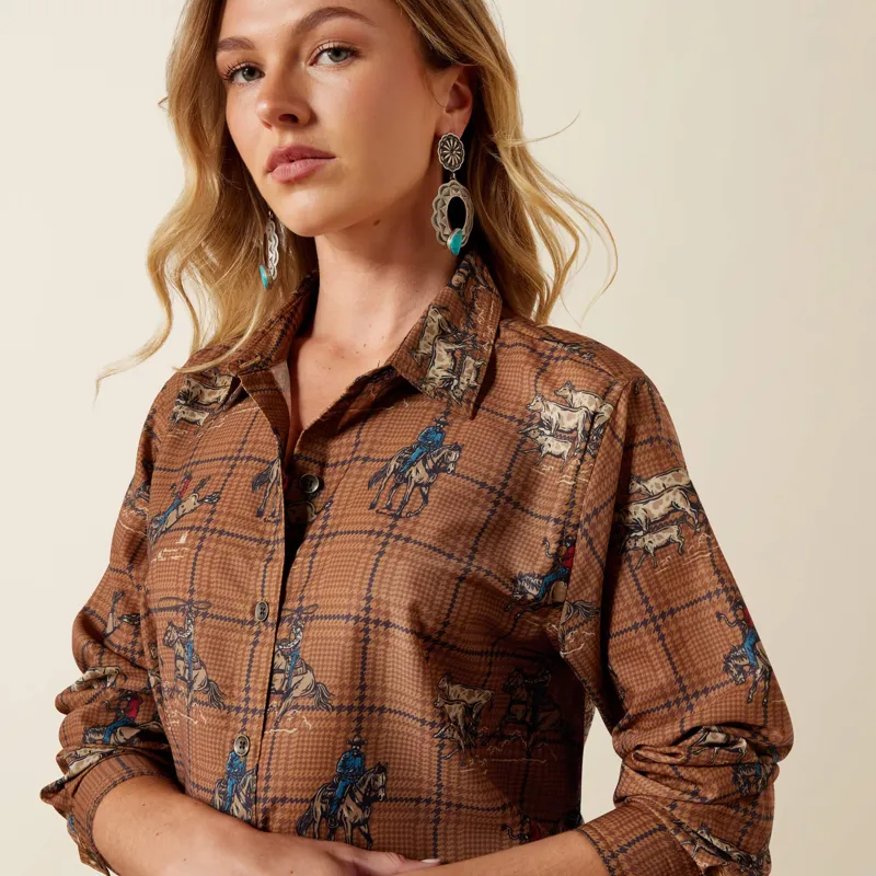 Ariat Homestyle Western Shirt Glen Plaid in Rodeo-3