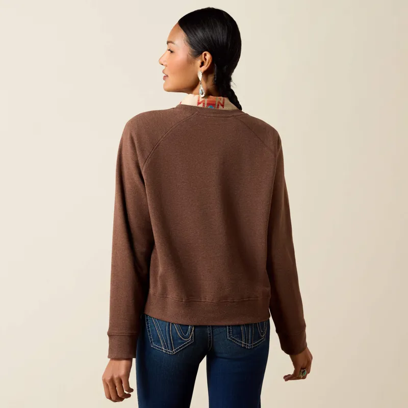 Ariat Essential Crew Sweatshirt in Chicory Coffee Heather-1
