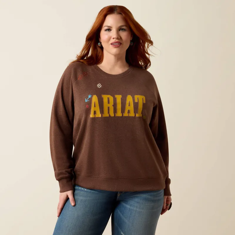 Ariat Essential Crew Sweatshirt in Chicory Coffee Heather-2