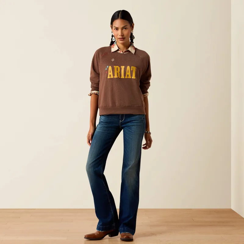 Ariat Essential Crew Sweatshirt in Chicory Coffee Heather-4