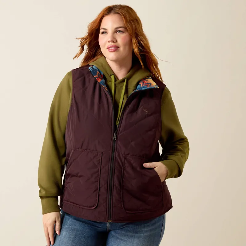 Ariat Dilon 2.0 Reversible Insulated Vest in Choc/Plum/Lakeside-3