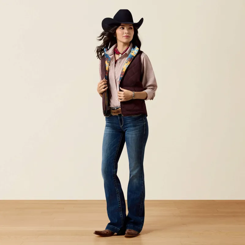 Ariat Dilon 2.0 Reversible Insulated Vest in Choc/Plum/Lakeside-5