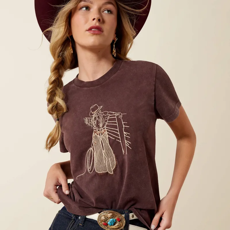 Ariat Rebel With A Cause T-Shirt in Choc/Plum-3