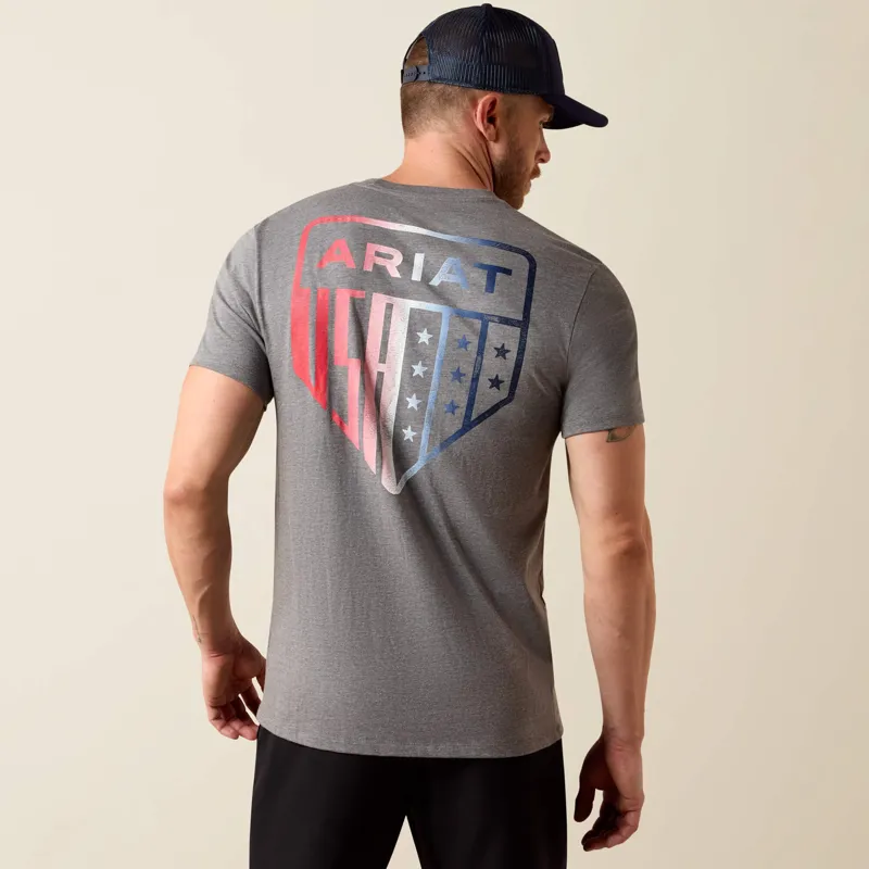 Ariat USA Patriot Badge T-Shirt in Athletic Heather-1
