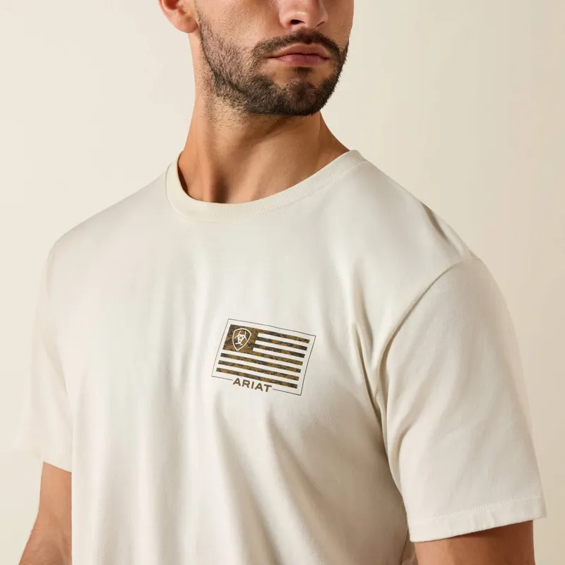 Ariat Buckle Flag Patriot T-Shirt in Silver Birch-3