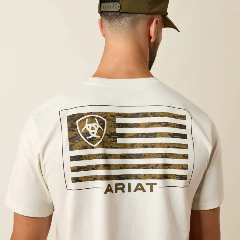 Ariat Buckle Flag Patriot T-Shirt in Silver Birch-4
