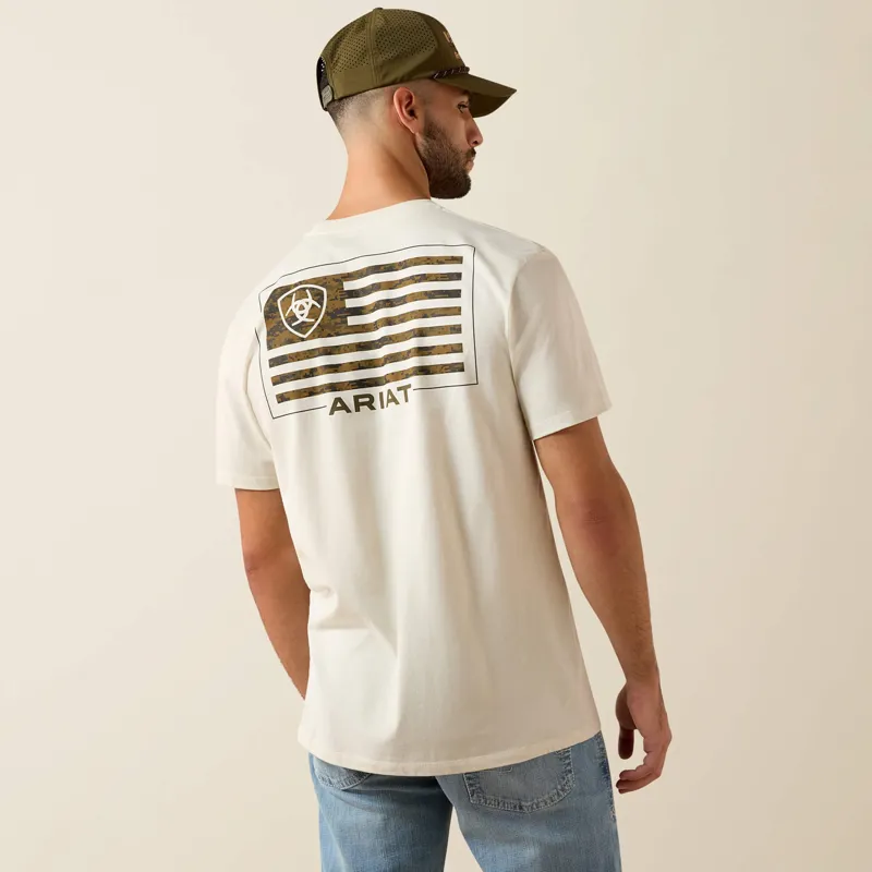 Ariat Buckle Flag Patriot T-Shirt in Silver Birch-1