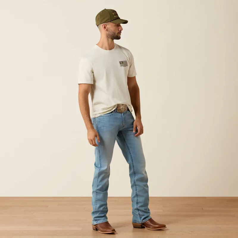 Ariat Buckle Flag Patriot T-Shirt in Silver Birch-2