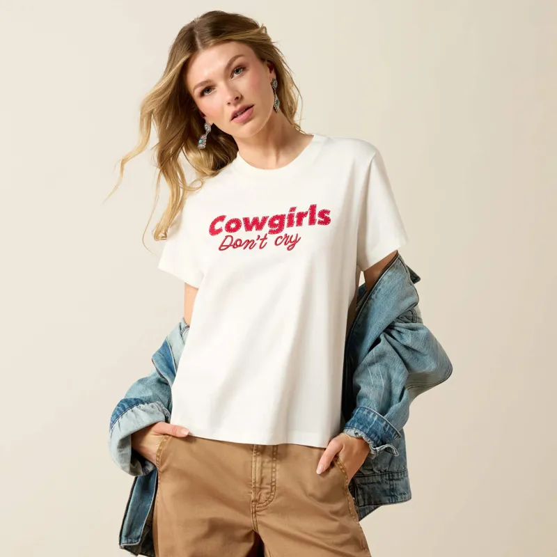 Ariat Cowgirls Don't Cry T-Shirt in Coconut Milk-1