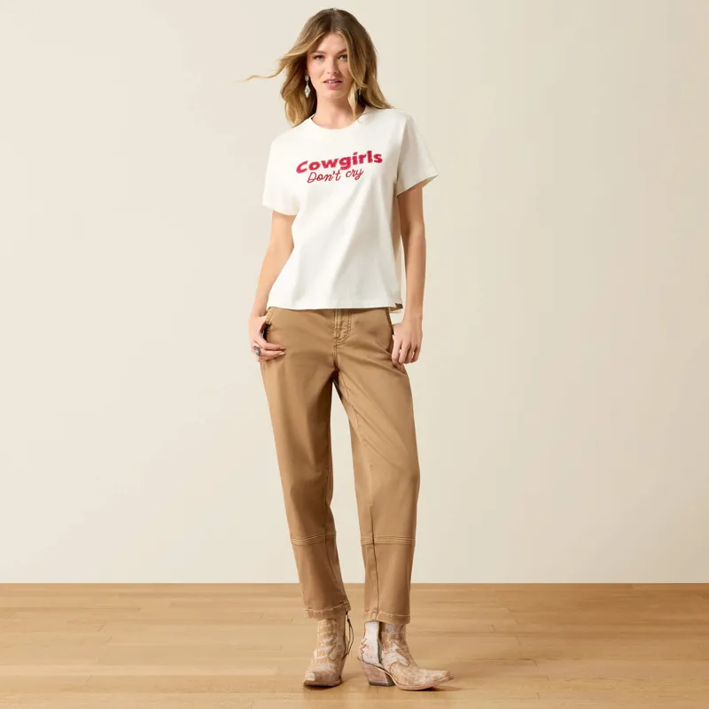 Ariat Cowgirls Don't Cry T-Shirt in Coconut Milk-3