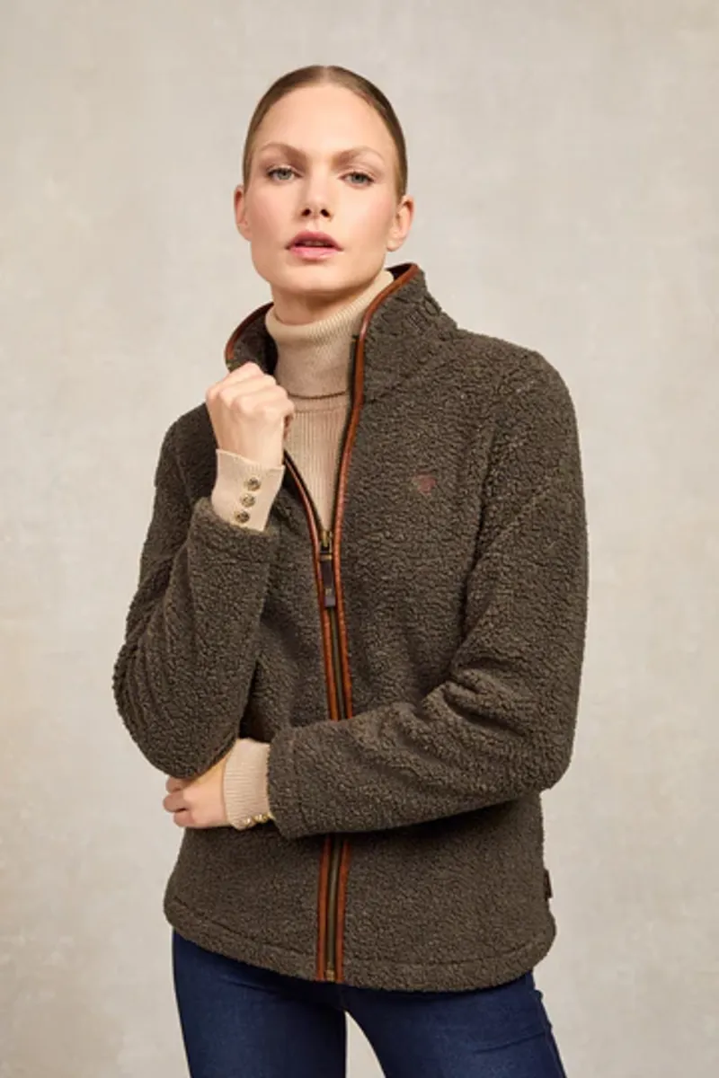 Holland Cooper Country Fleece Jacket Khaki Borg-1