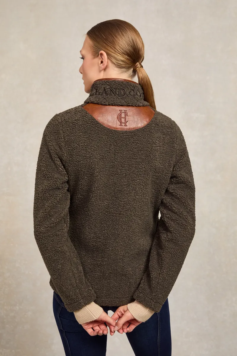 Holland Cooper Country Fleece Jacket Khaki Borg-3