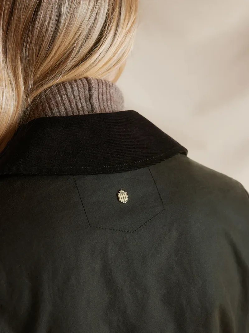 Fairfax and Favor The Edith Wax Longline Coat Dark Khaki-2