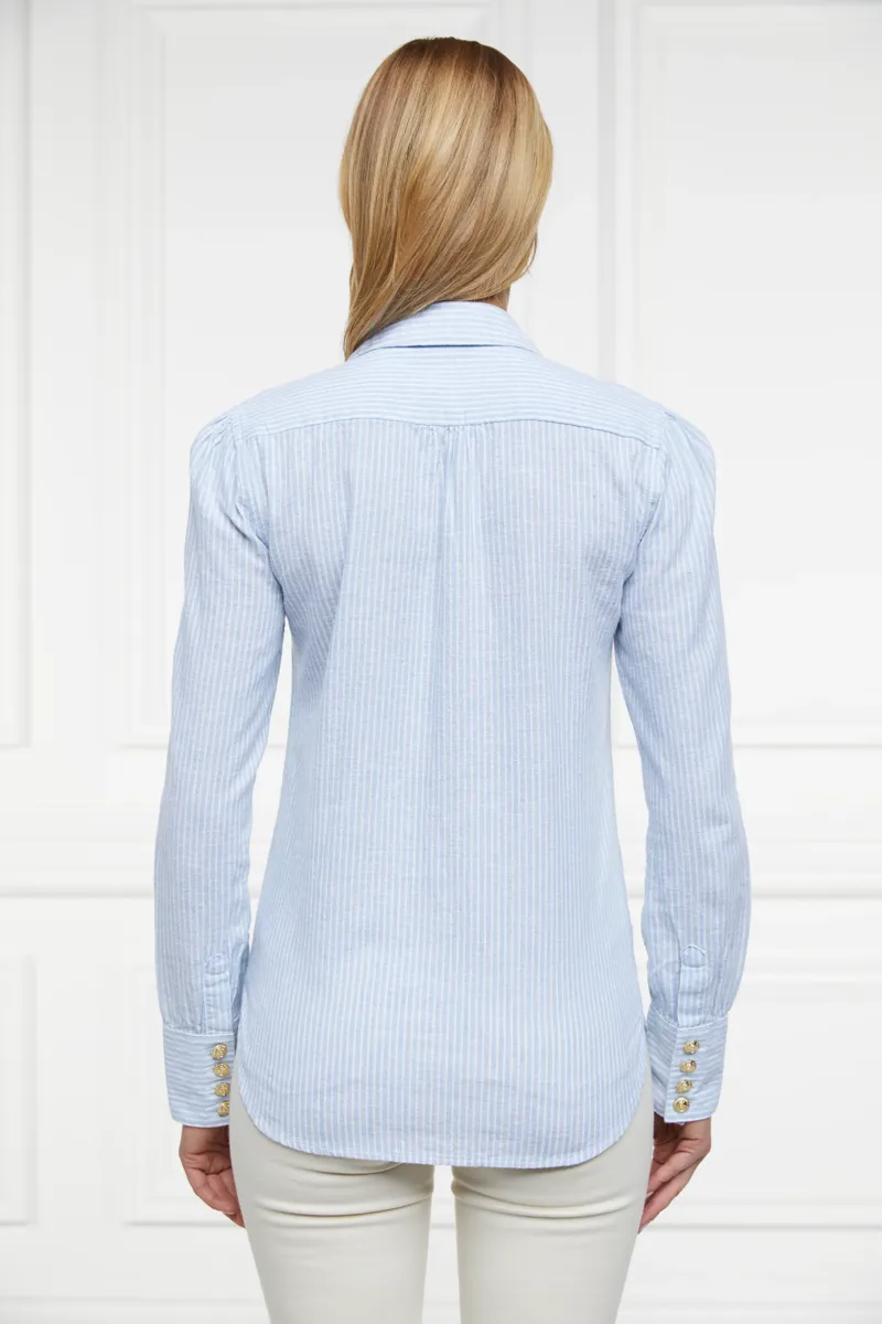 Holland Cooper Classic V-Neck Blouse Azur Stripe-5
