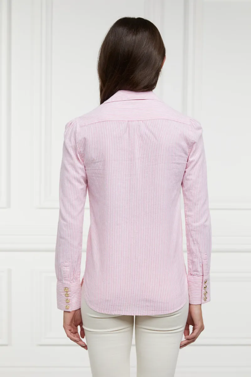 Holland Cooper Classic V-Neck Blouse Pink Stripe-5