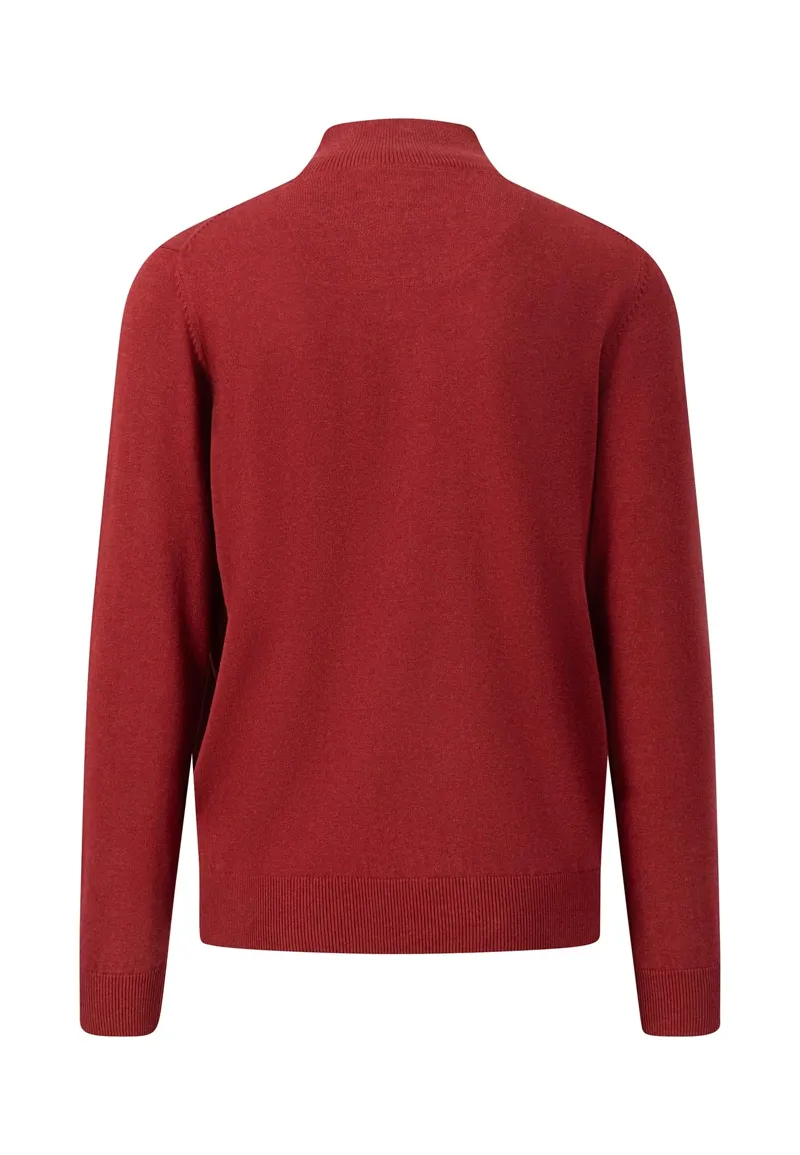 Fynch-Hatton Troyer-Zip Cotton Sweater in Scaret-1
