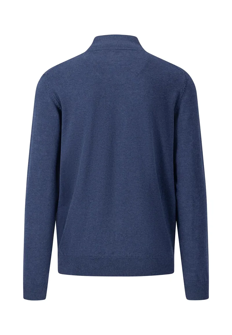 Fynch-Hatton Troyer-Zip Cotton Sweater in Night-1