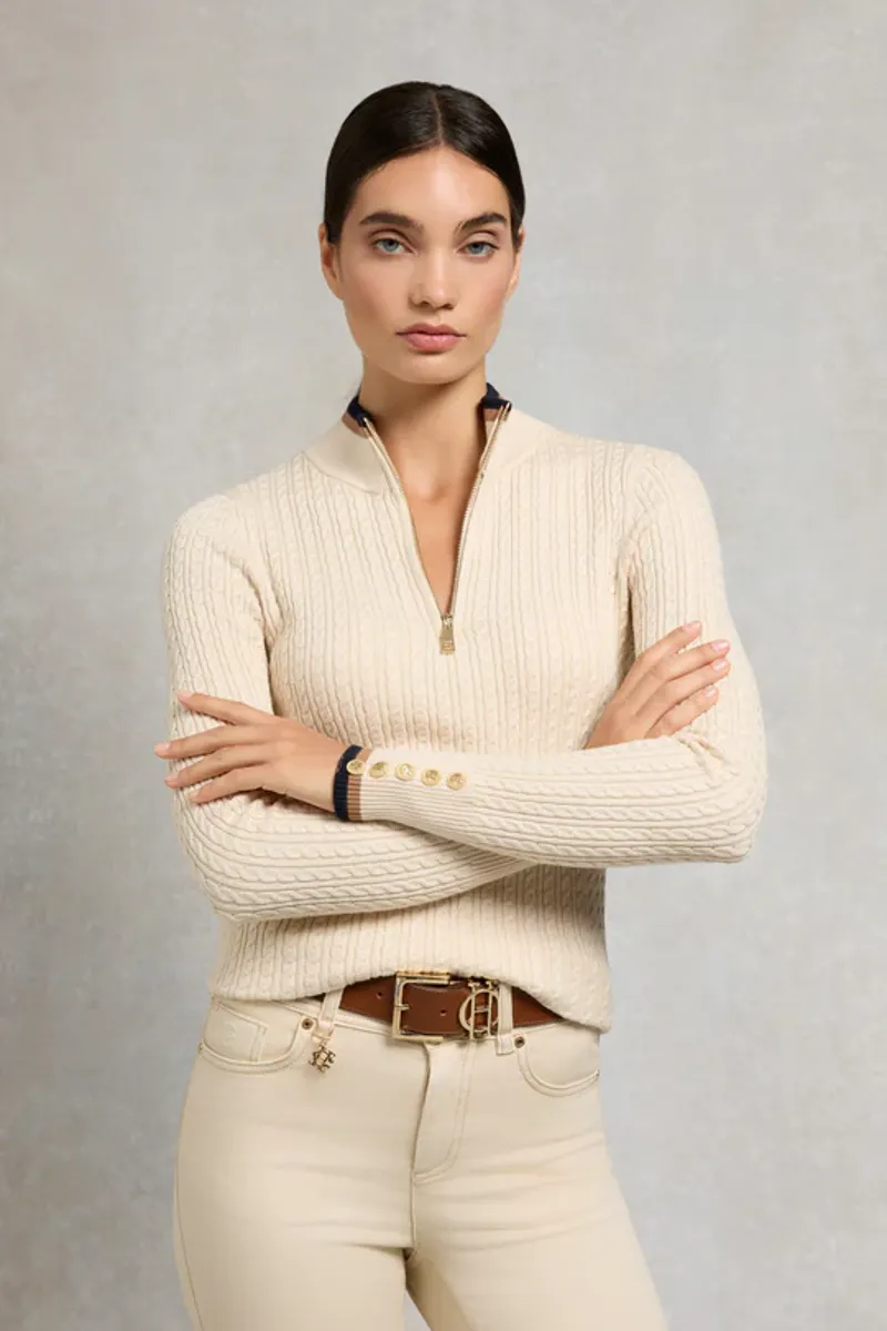 Holland Cooper Zoe Quarter Zip Knit Almond-2