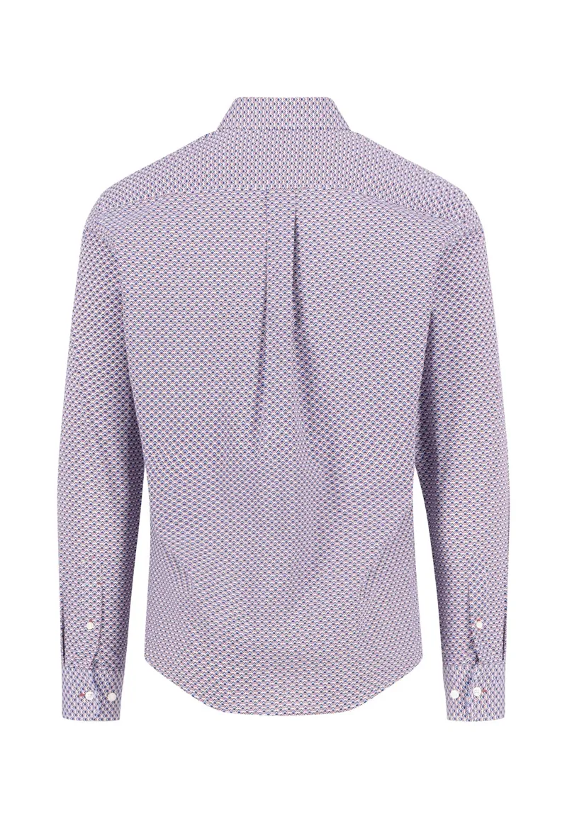 Fynch-Hatton Combi Print Button Down Shirt in Berry-1