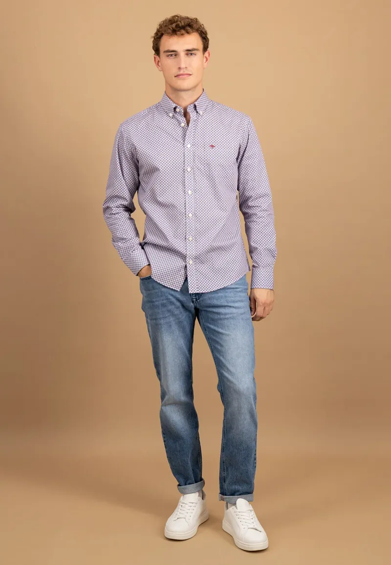 Fynch-Hatton Combi Print Button Down Shirt in Berry-3