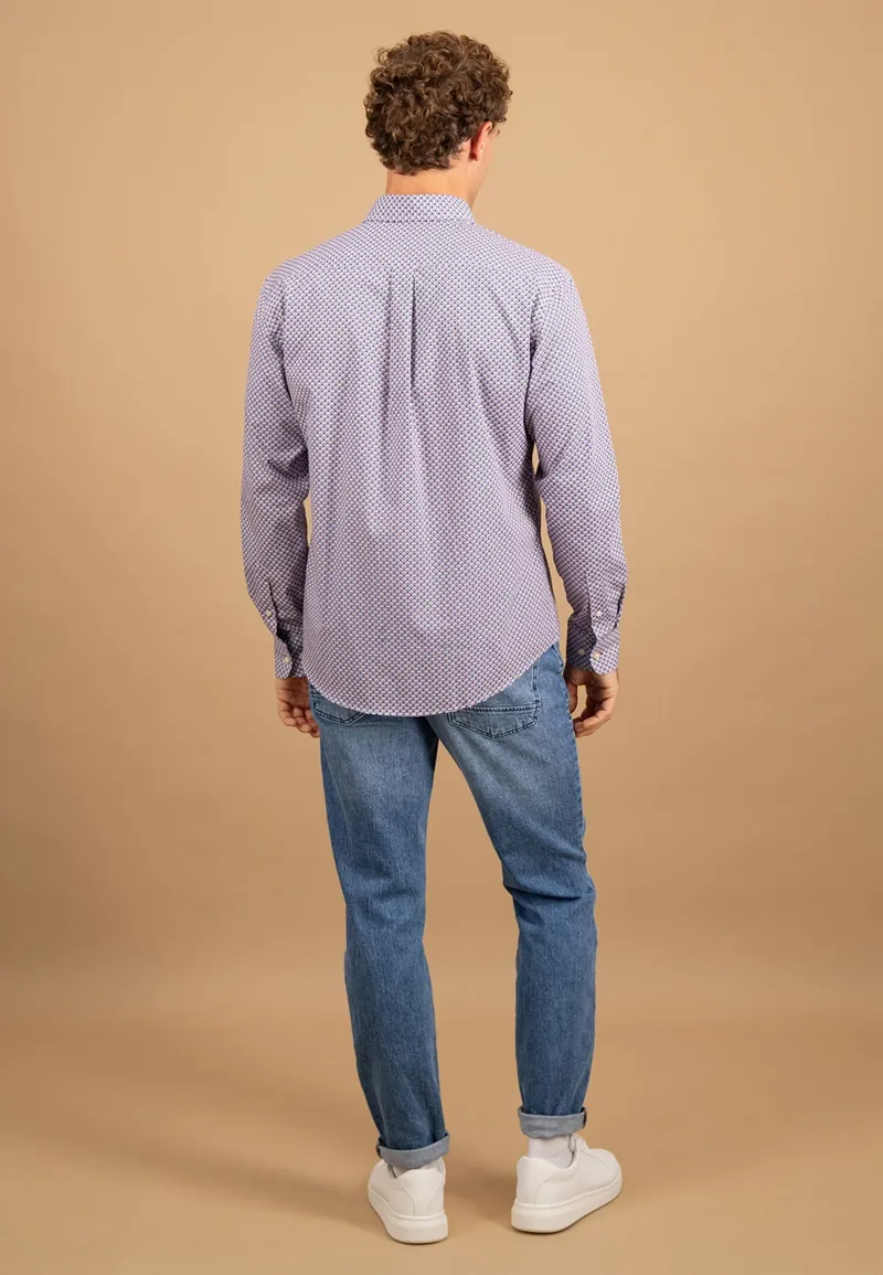 Fynch-Hatton Combi Print Button Down Shirt in Berry-4