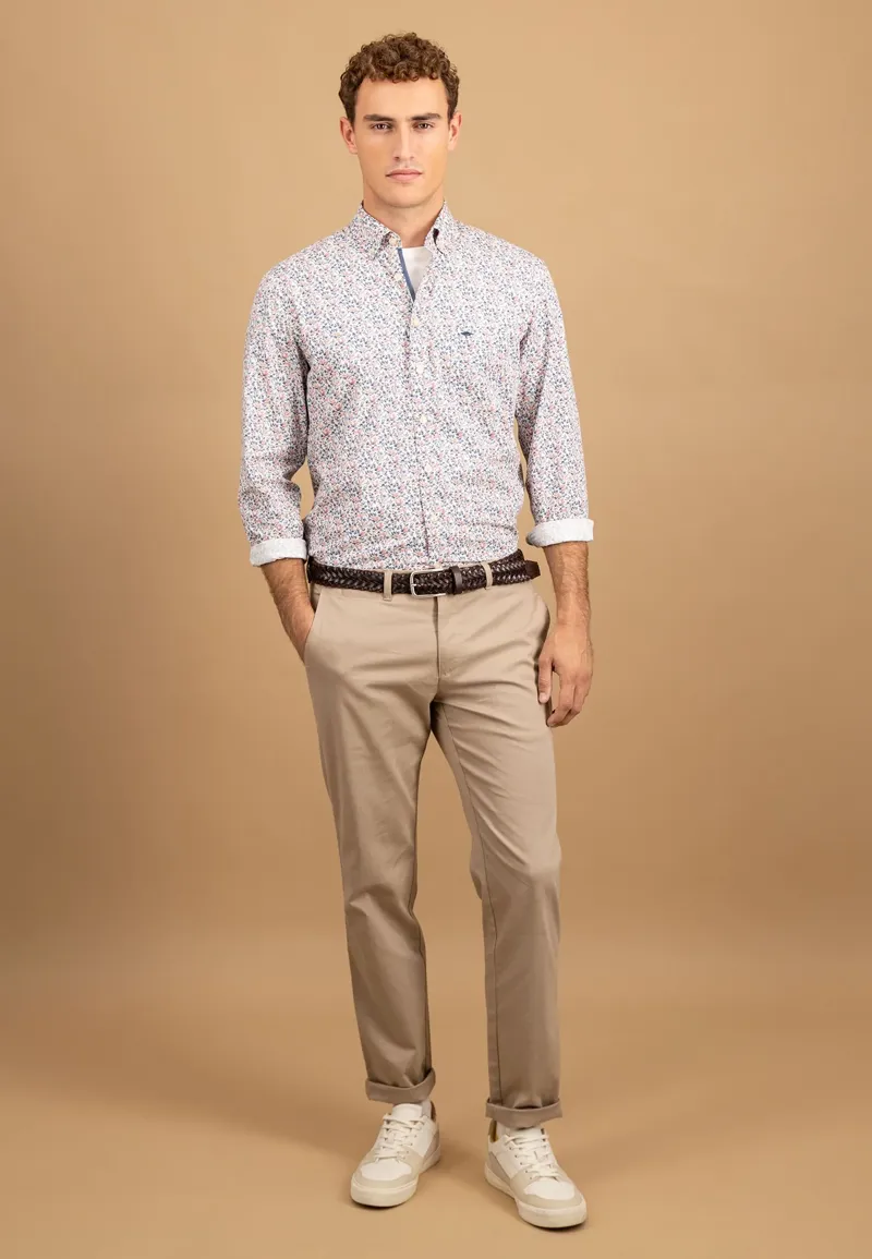Fynch-Hatton Winter Flower Print Button Down Shirt in Winter White-2