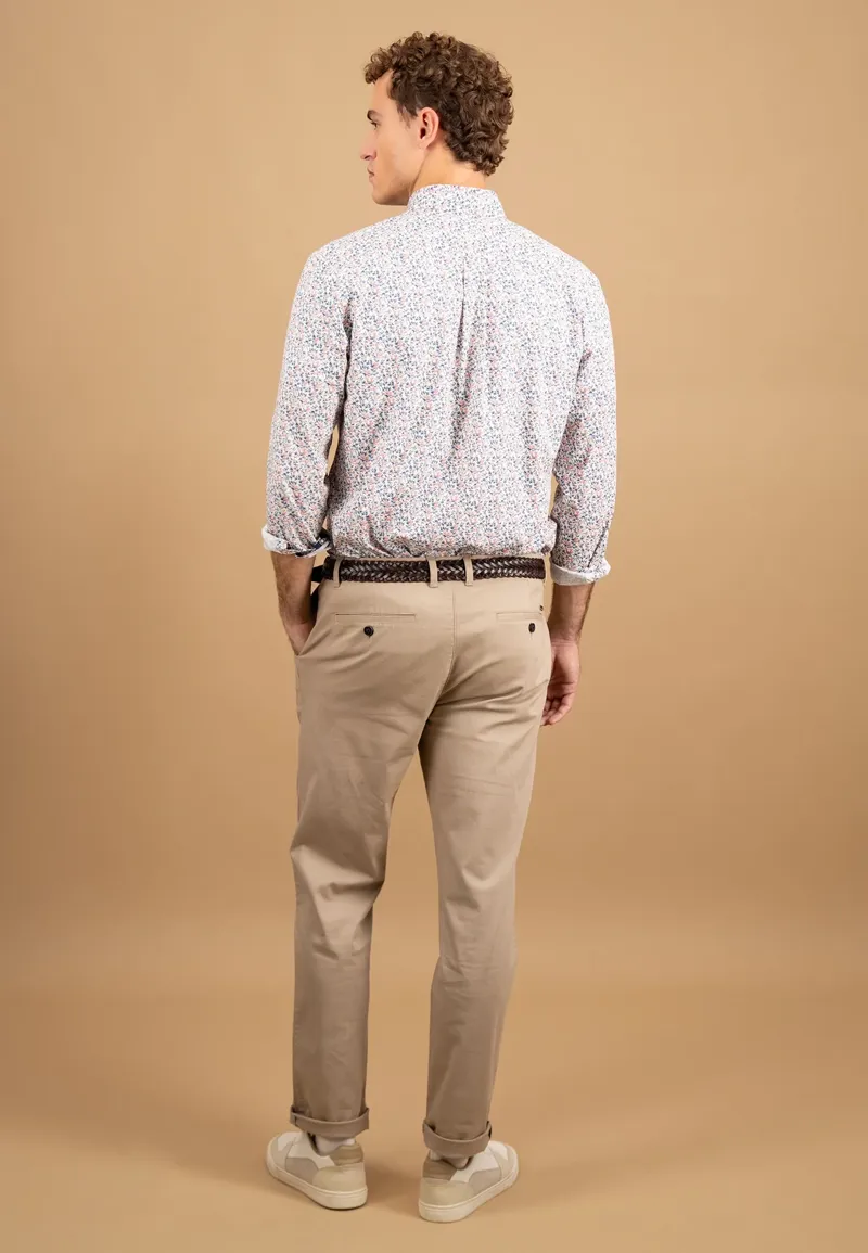 Fynch-Hatton Winter Flower Print Button Down Shirt in Winter White-4