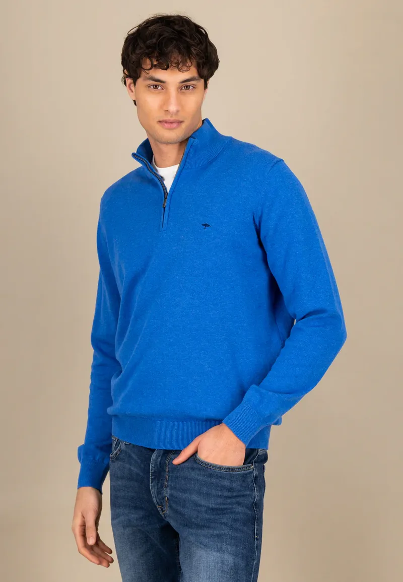 Fynch Hatton Superfine Troyer Zip Strong Blue-3