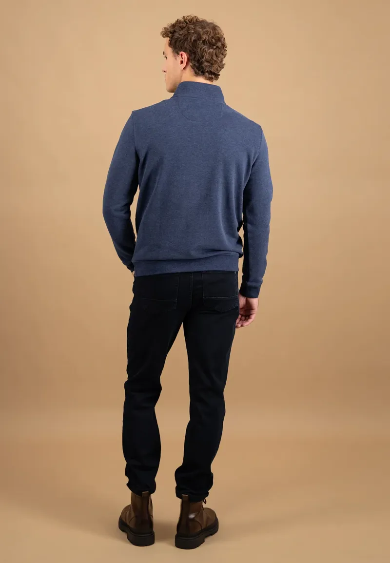 Fynch-Hatton Troyer Zip Sweat Cotton Sweatshirt in Midnight-4