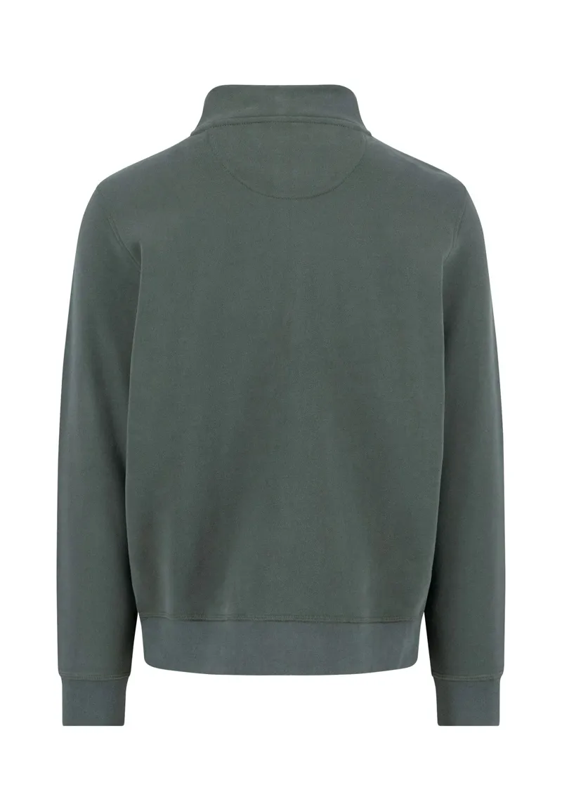 Fynch-Hatton Troyer Zip Sweat Cotton Sweatshirt in Dark Ivy-1