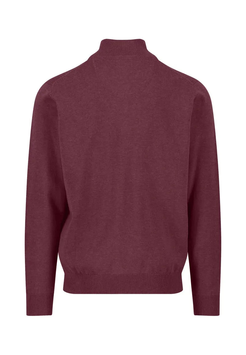 Fynch-Hatton Superfine Troyer-Zip Cotton Stand-Up Collar in Berry-1