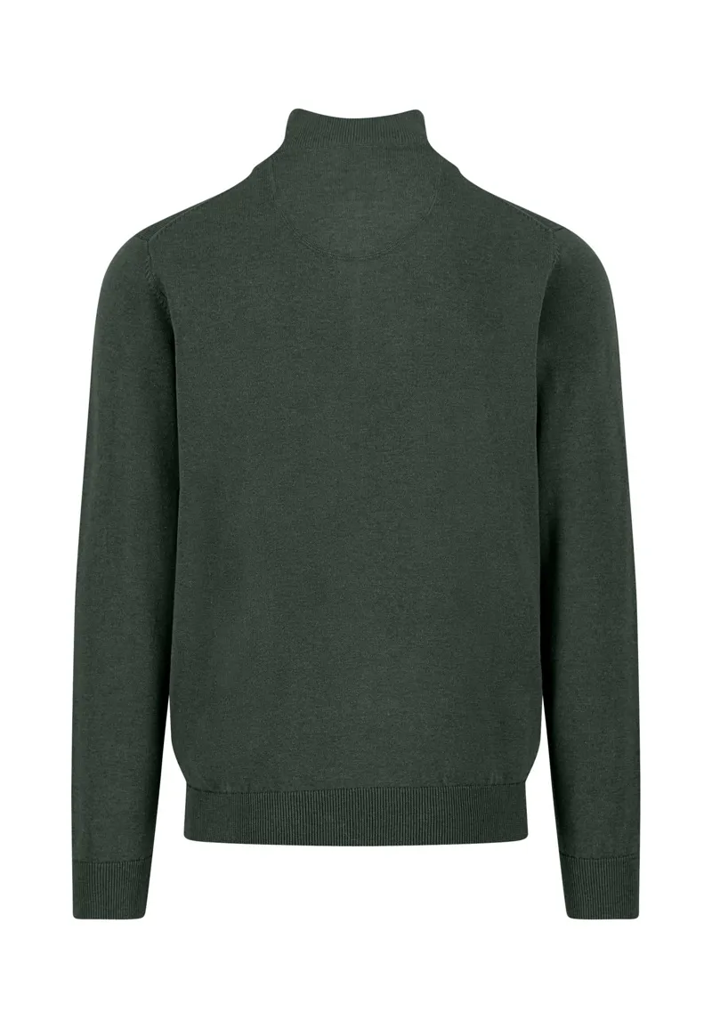 Fynch-Hatton Superfine Troyer-Zip Cotton Stand-Up Collar in Dark Ivy-1
