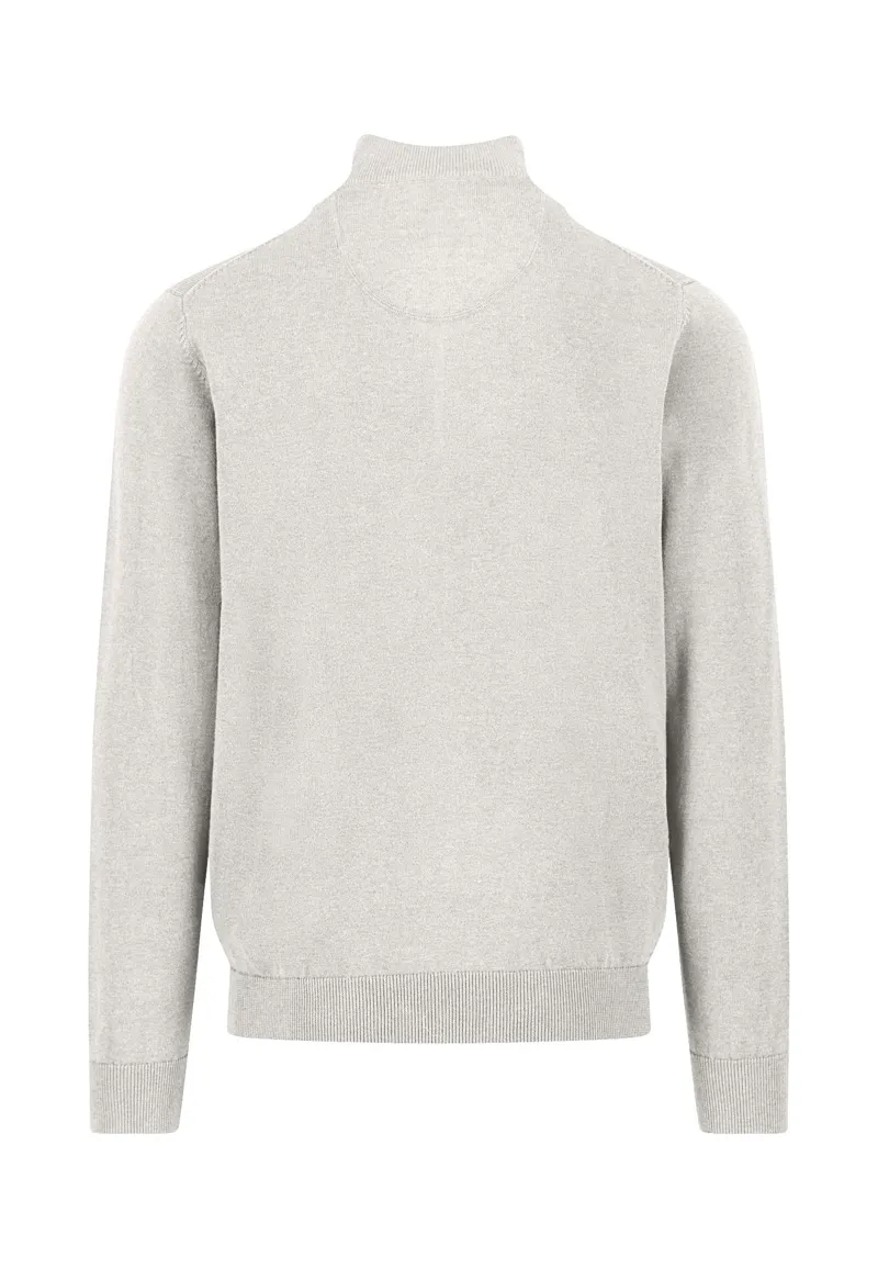 Fynch-Hatton Superfine Troyer-Zip Cotton Stand-Up Collar in Winter White-1