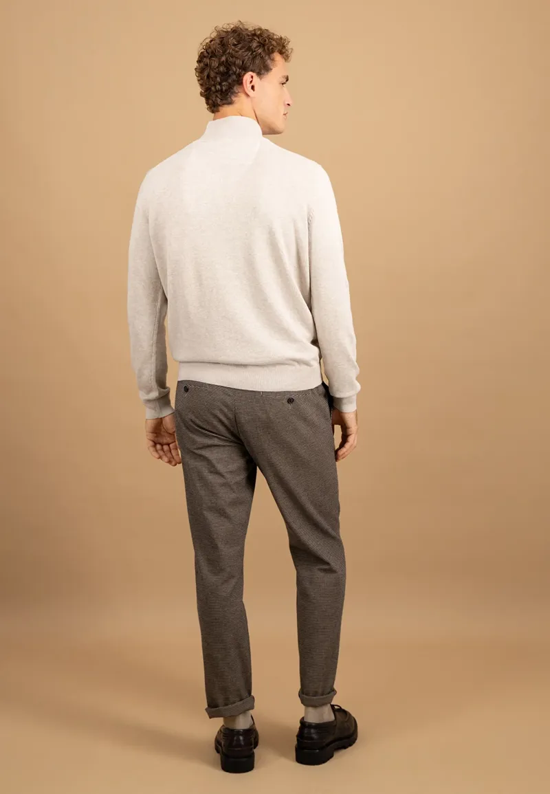 Fynch-Hatton Superfine Troyer-Zip Cotton Stand-Up Collar in Winter White-4