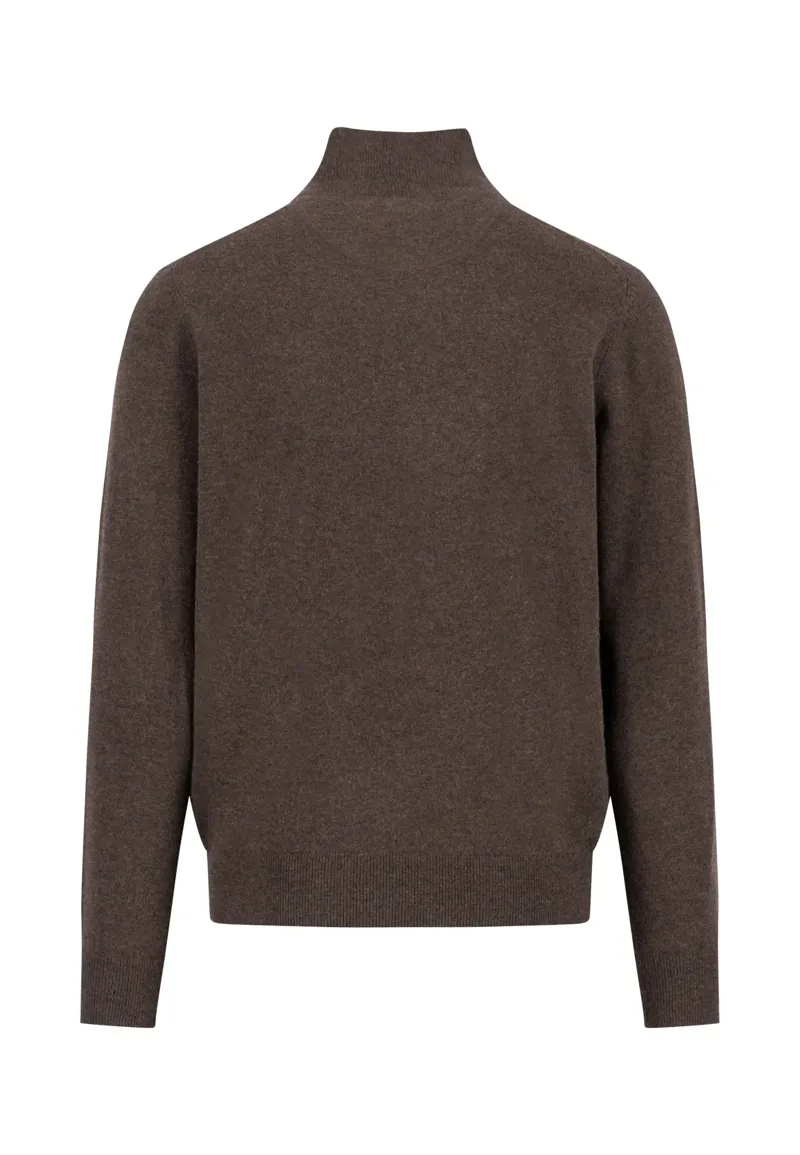 Fynch-Hatton Troyer Zip Merino Cashmere in Dark Chocolate-1