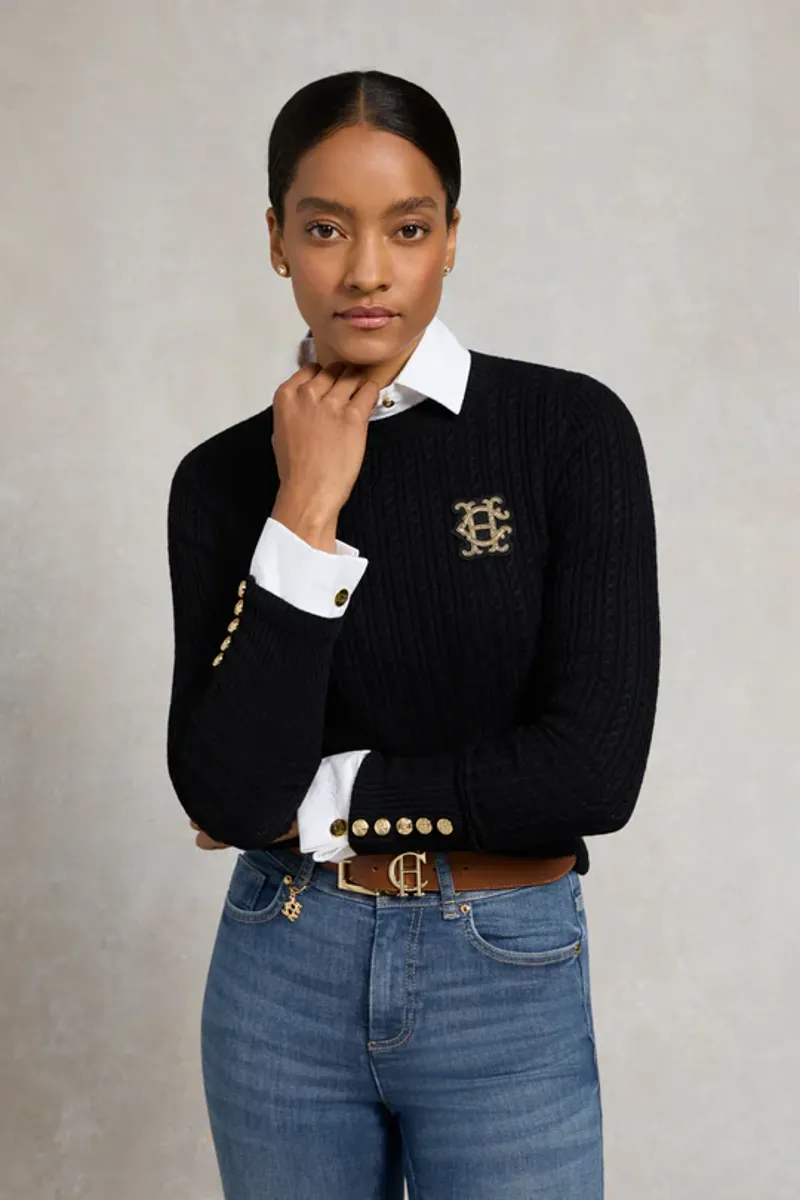 Holland Cooper Princeton Crew Neck Knit Black-3