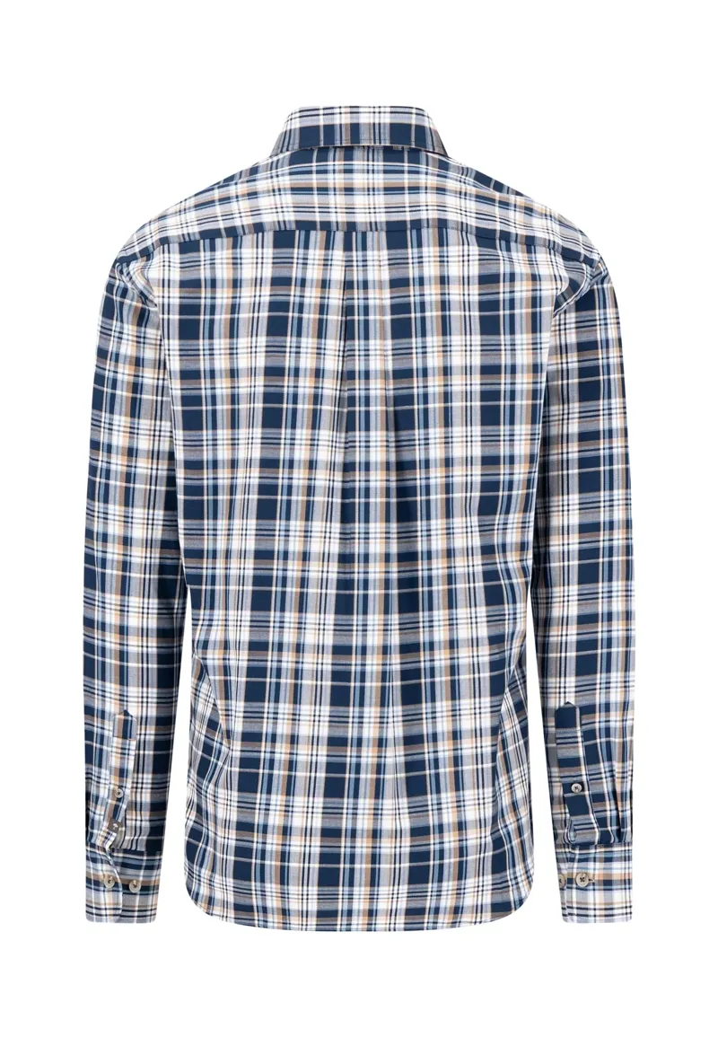 Fynch-Hatton Twill Check Shirt in Navy-1