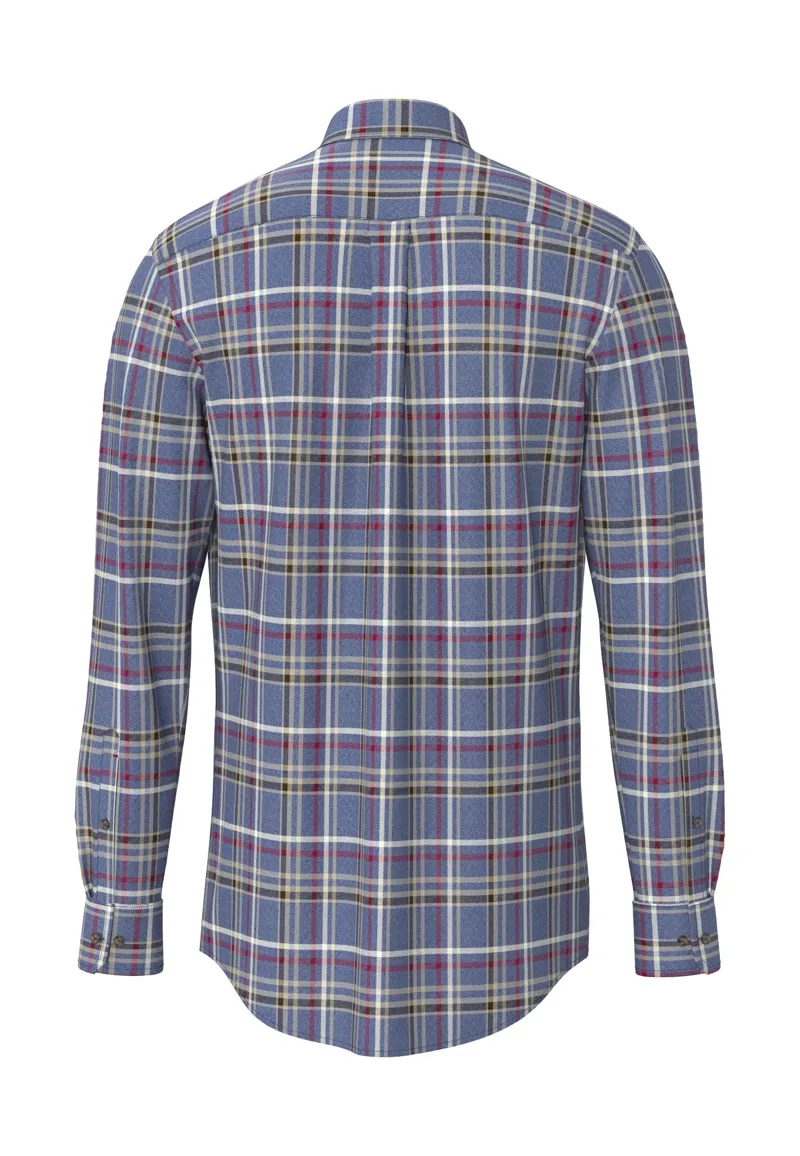 Fynch-Hatton Premium Melange Check Button Down Shirt in Ink Blue-1