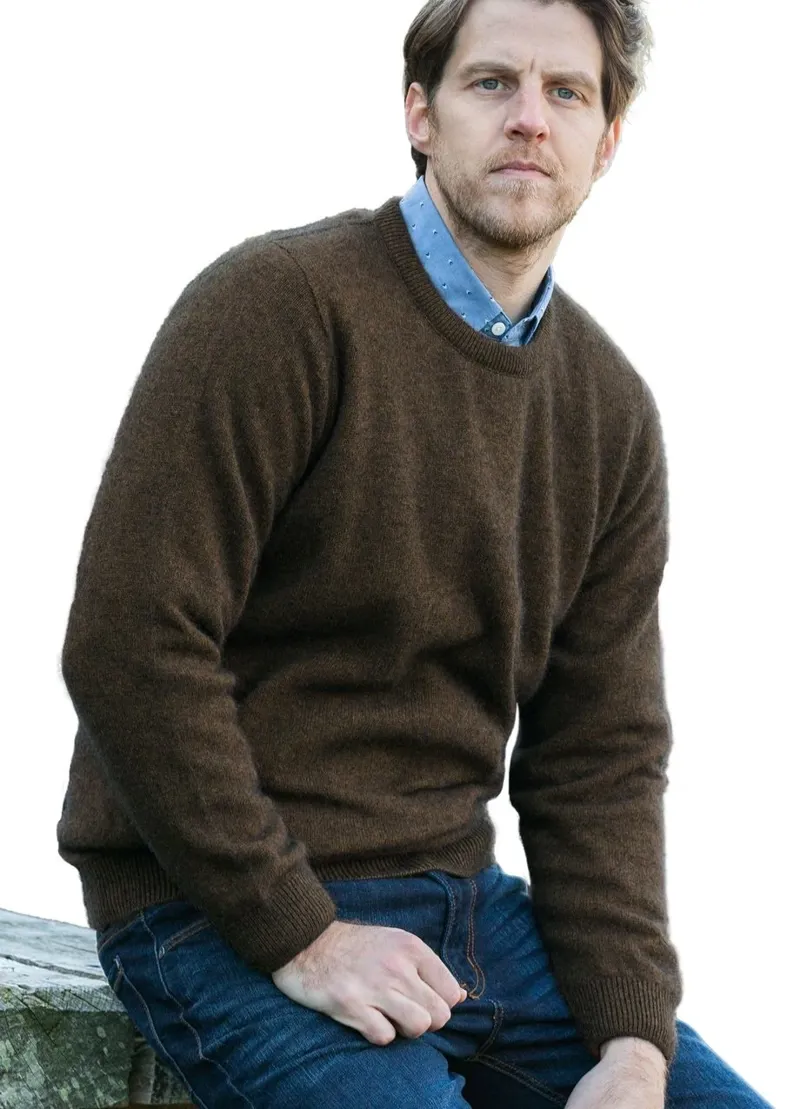 Noble Wilde Mens Cambridge Crew Jumper in Kauri-1